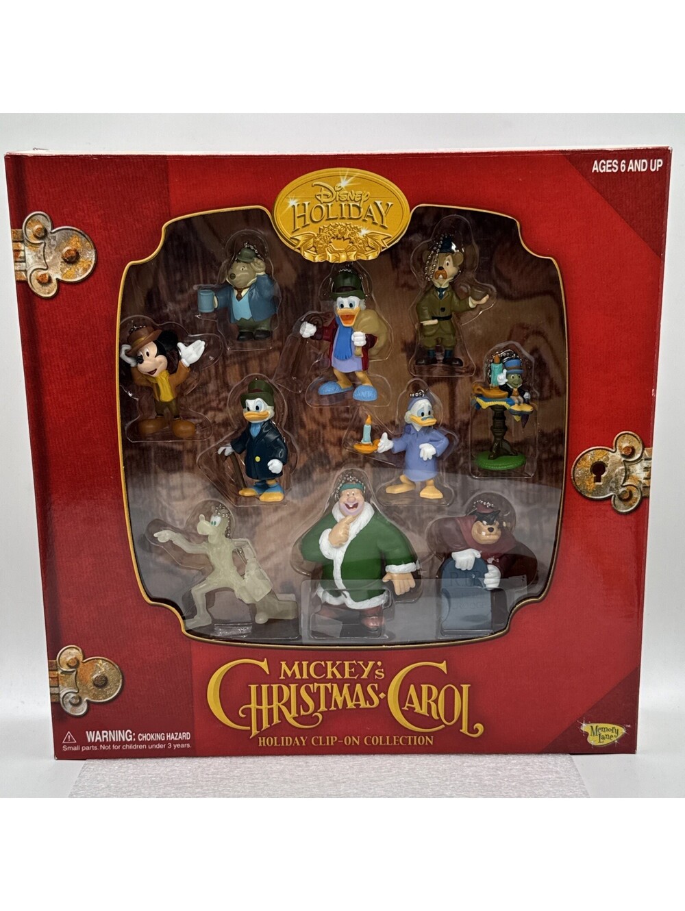 2003 Holiday Disney Memory Lane Mickey’s Christmas Carol 10 Clip-On Figures New